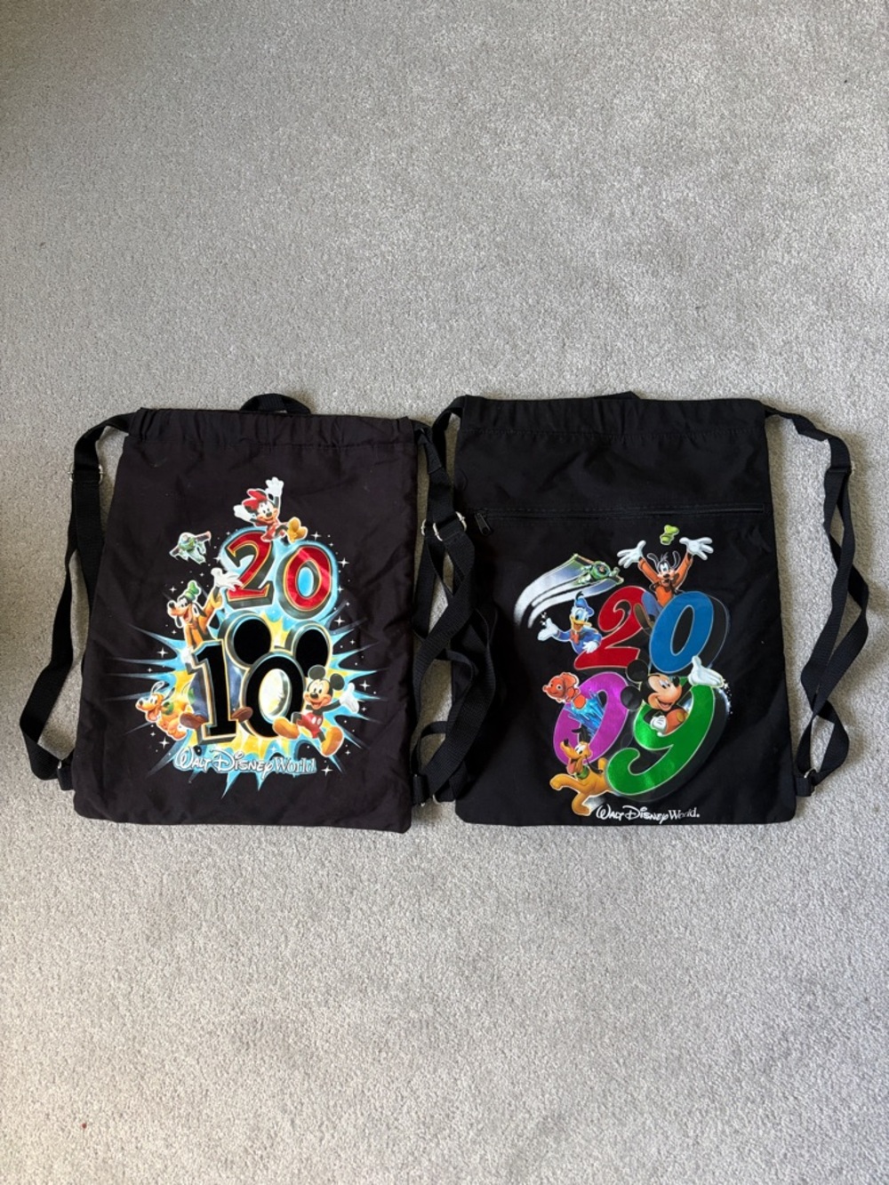 Disney Parks Backpack Bundle – 2009 & 2010 Walt Disney World Souvenir Bags